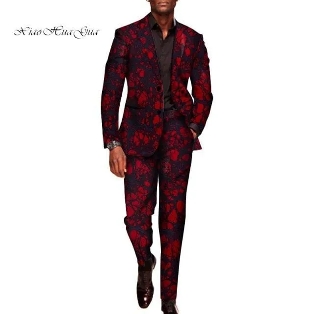 2 Pieces Set for Men Traditional Africa Clothing Pants Suits Men Party Long Sleeve Blazer Suits Plus Size African Outfits WYN602