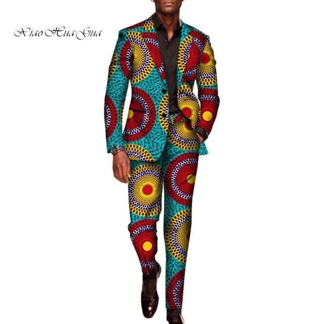 2 Pieces Set for Men Traditional Africa Clothing Pants Suits Men Party Long Sleeve Blazer Suits Plus Size African Outfits WYN602