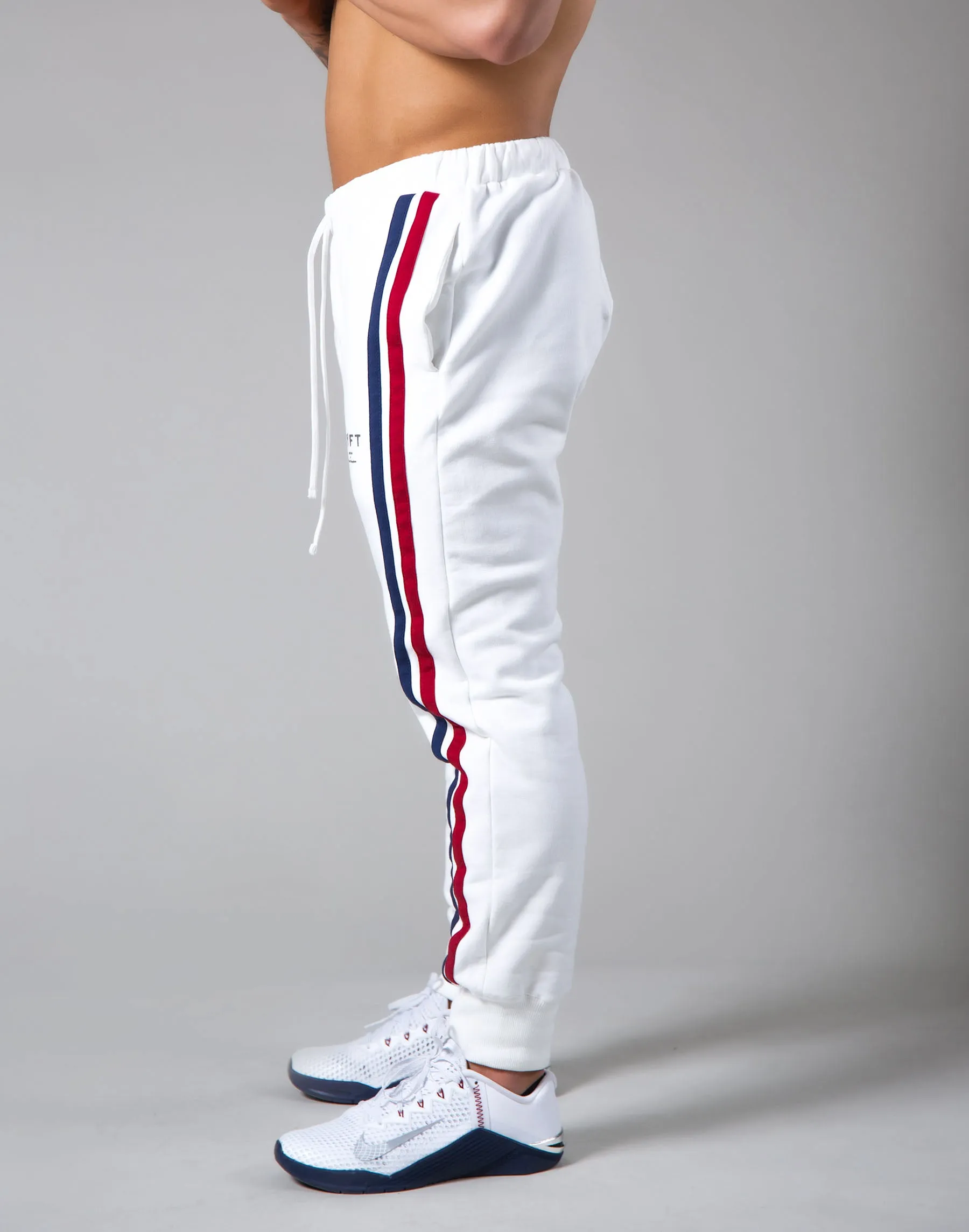 2Way Stretch Side 2 Line Warm Sweat Pants - White