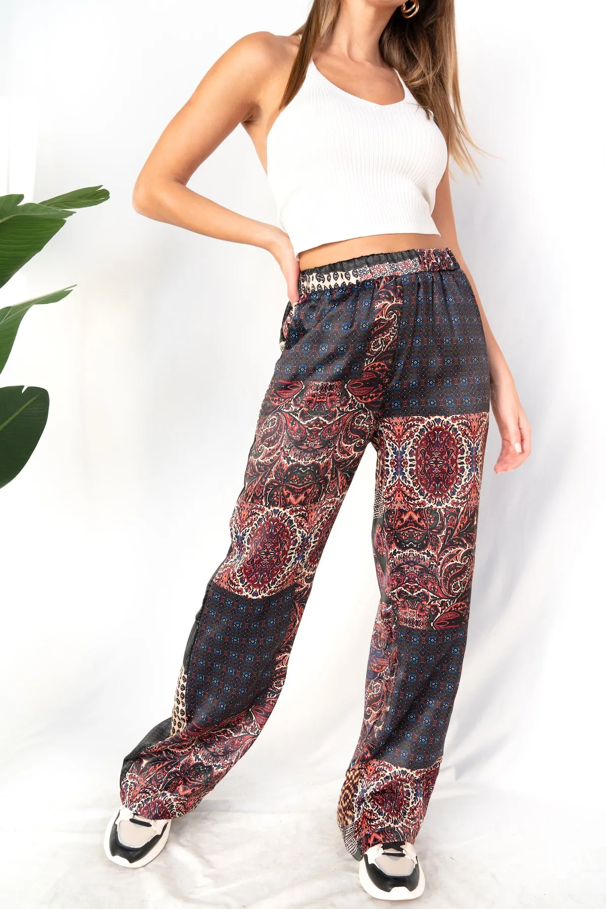 Abstract Print Straight Leg Pants