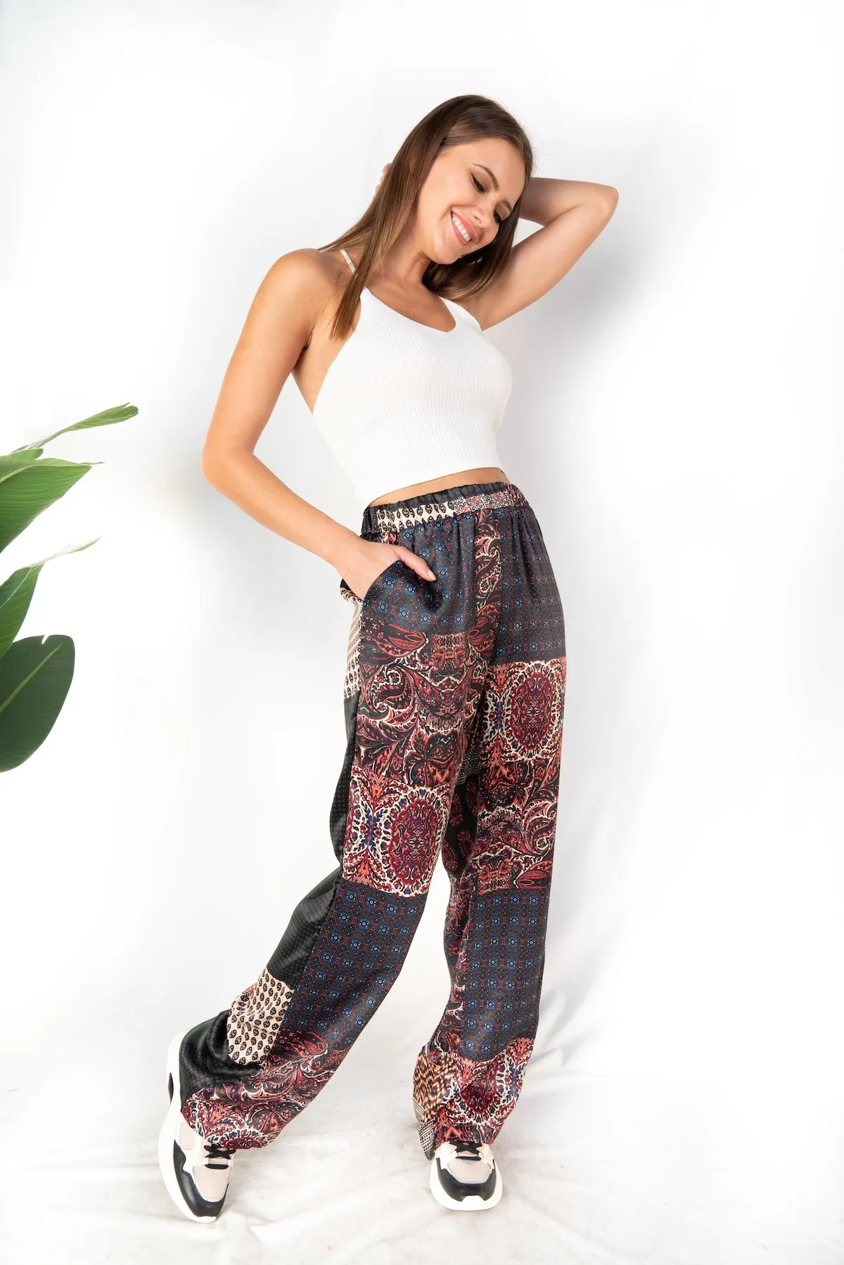 Abstract Print Straight Leg Pants