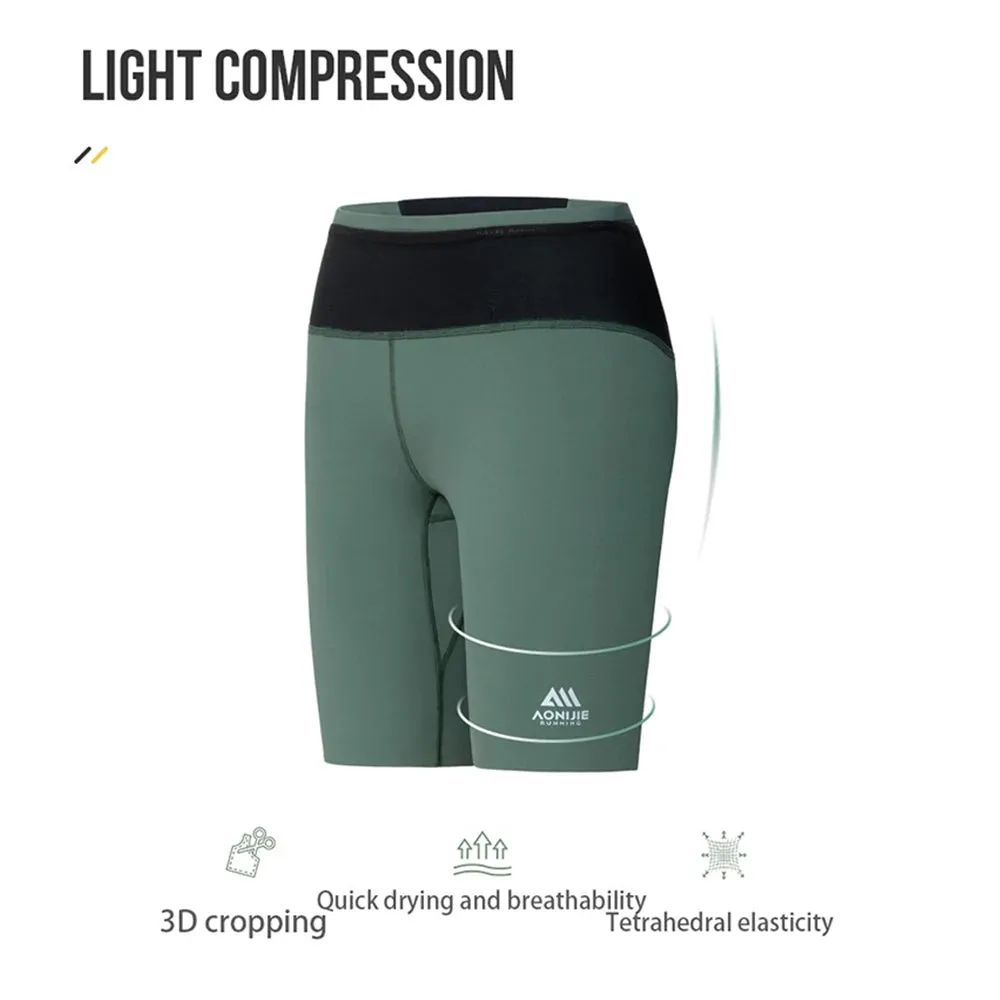 AONIJIE FW5149 Women’s Quick-Dry Compression Shorts | Skinny Midpants with Pockets for Running & Gym