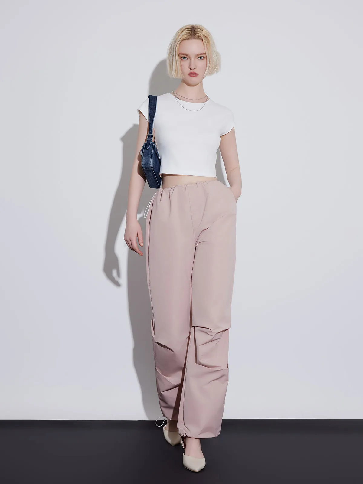 ASOBIO Stylish High-Waisted Utility Parachute Pants