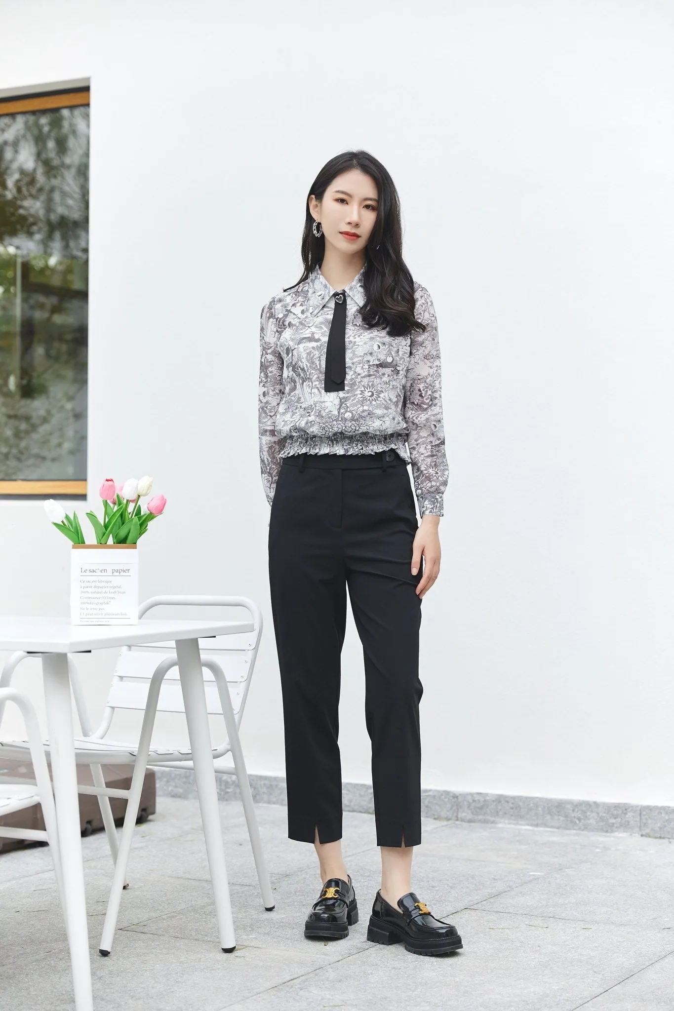 Black Slim-fit Straight Leg Pants