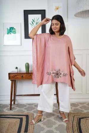 Blush Rayon Kurti & MilkyWhite Palazzo - Shehzadi