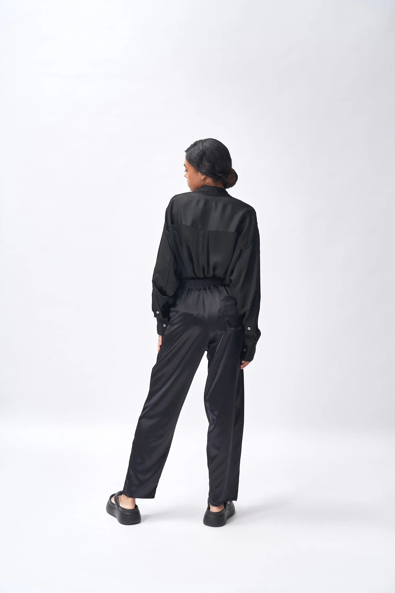 Boxy Fit Dress Shirt   Silk Pants