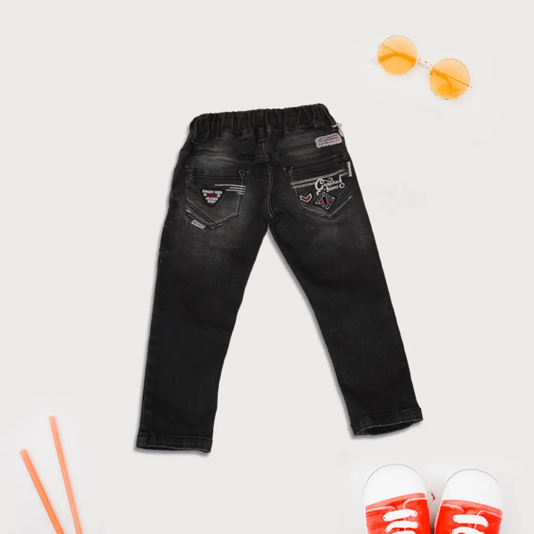 Boys Black Distressed Jeans