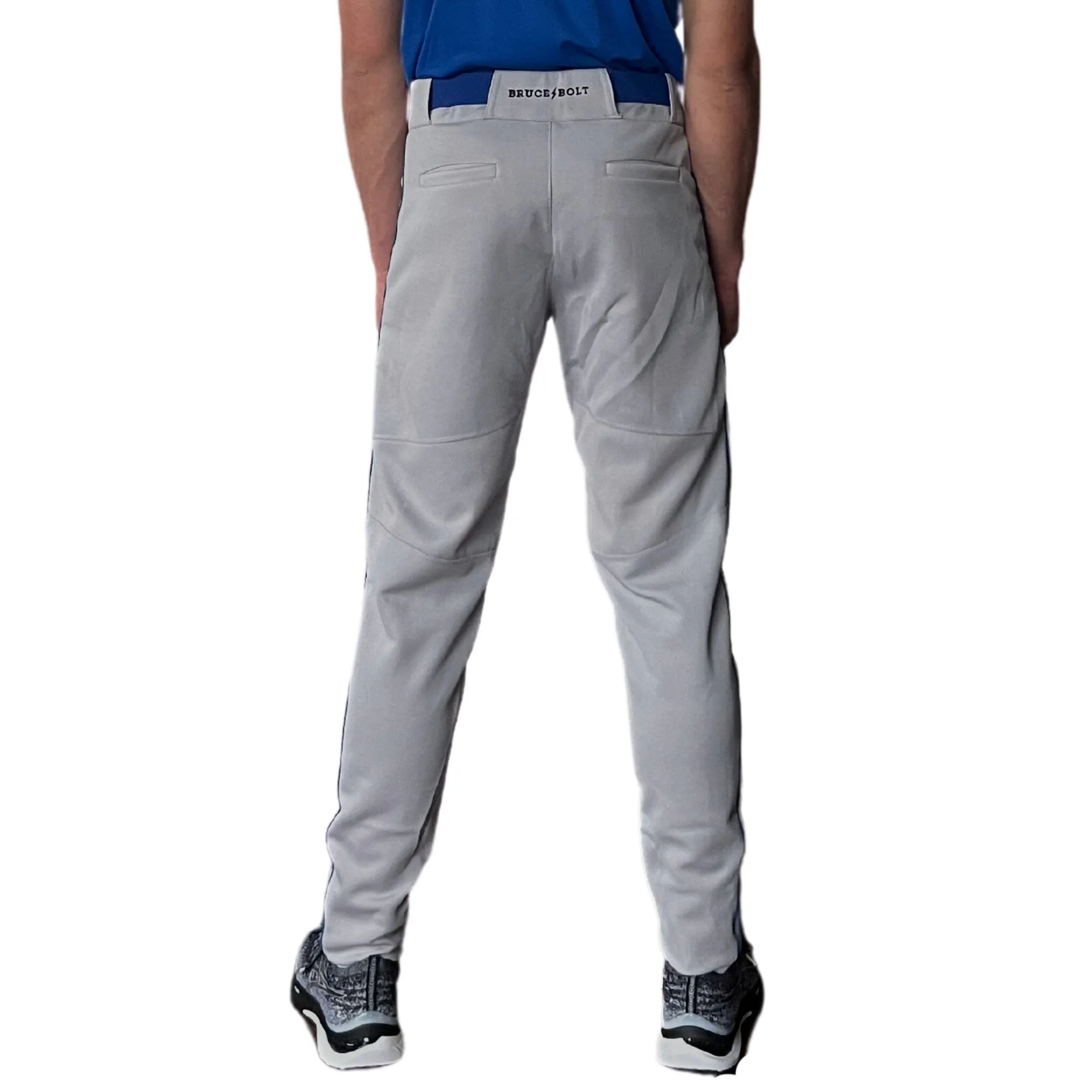 BRUCE BOLT Premium Pro Baseball Pant - GREY w/ Royal Piping