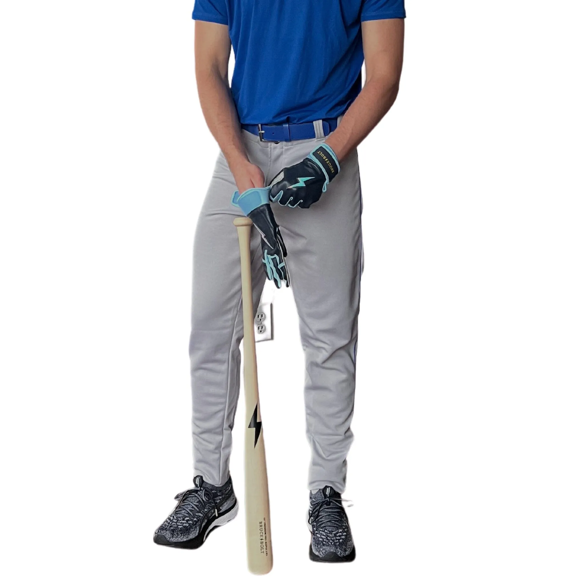 BRUCE BOLT Premium Pro Baseball Pant - GREY w/ Royal Piping