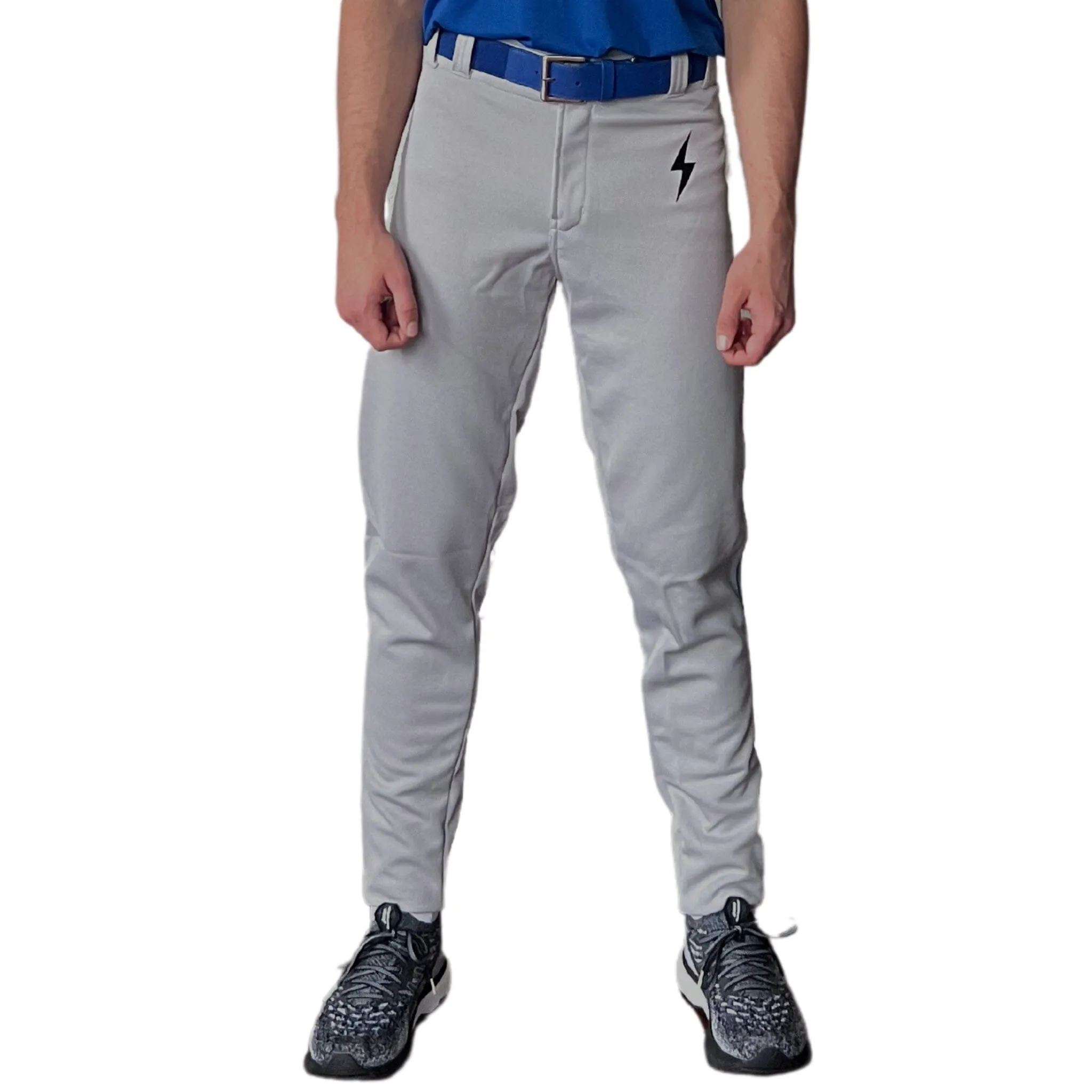 BRUCE BOLT Premium Pro Baseball Pant - GREY w/ Royal Piping