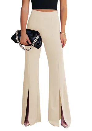 Buttercream Women's Business Wide Leg Pants Dress Flare Split Hem Slacks