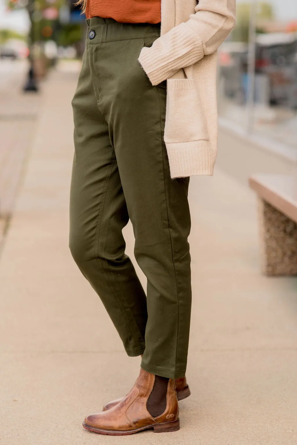 Button Top Straight Leg Pants