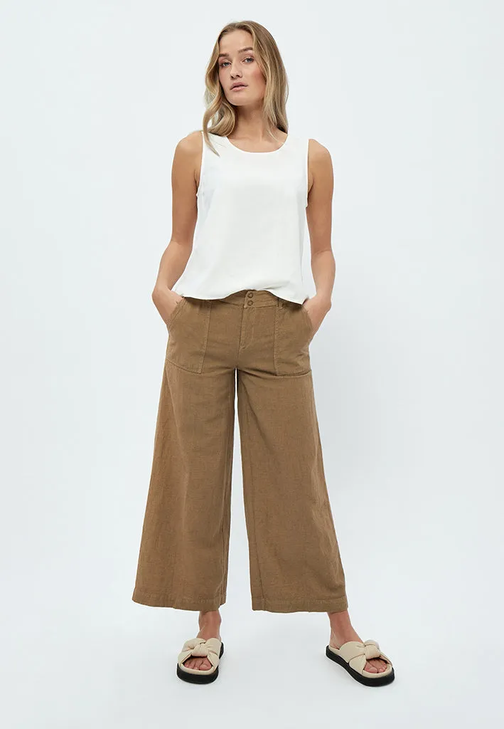 Casta Mid Waist Crop Wide Pants - SEPIA TINT