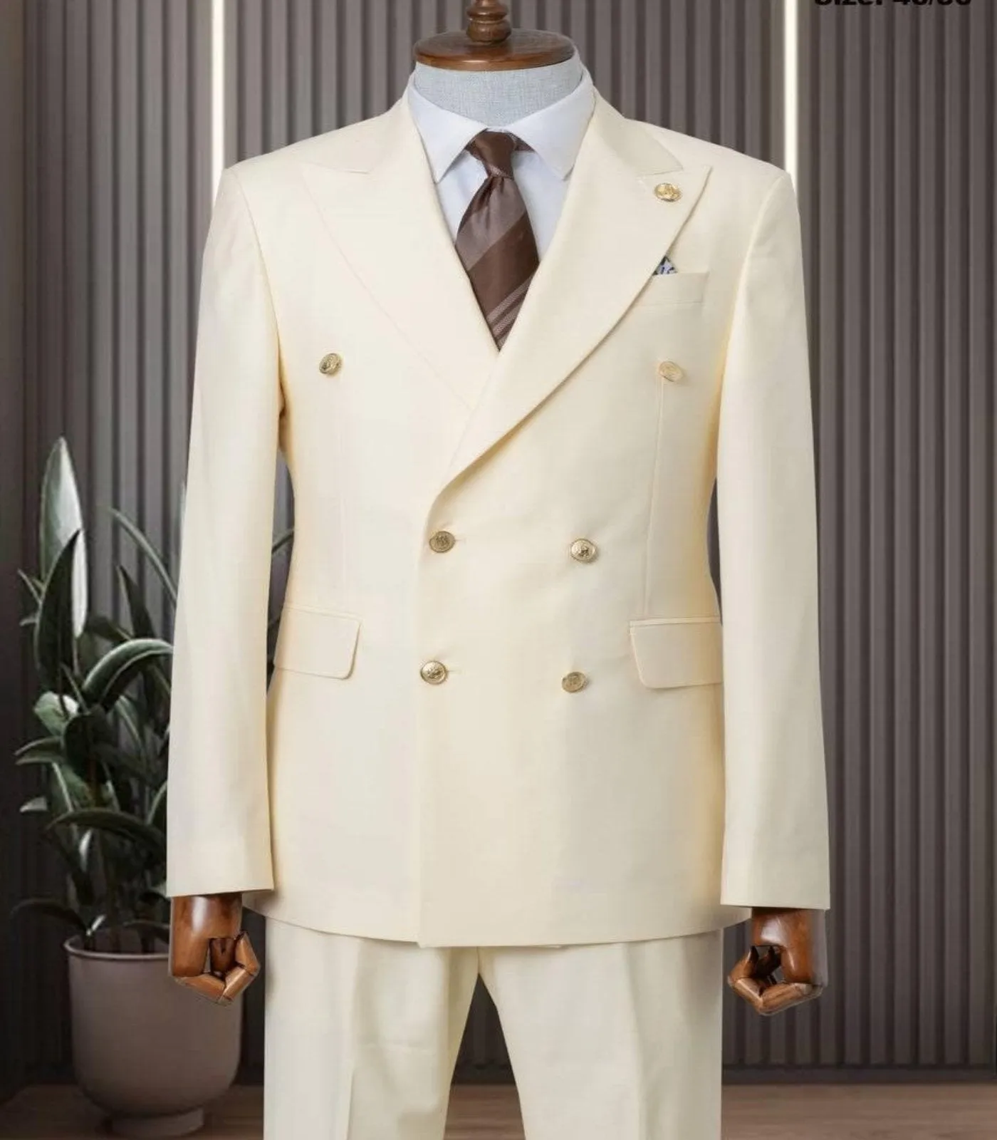 Classic Cream Double Breasted Suit