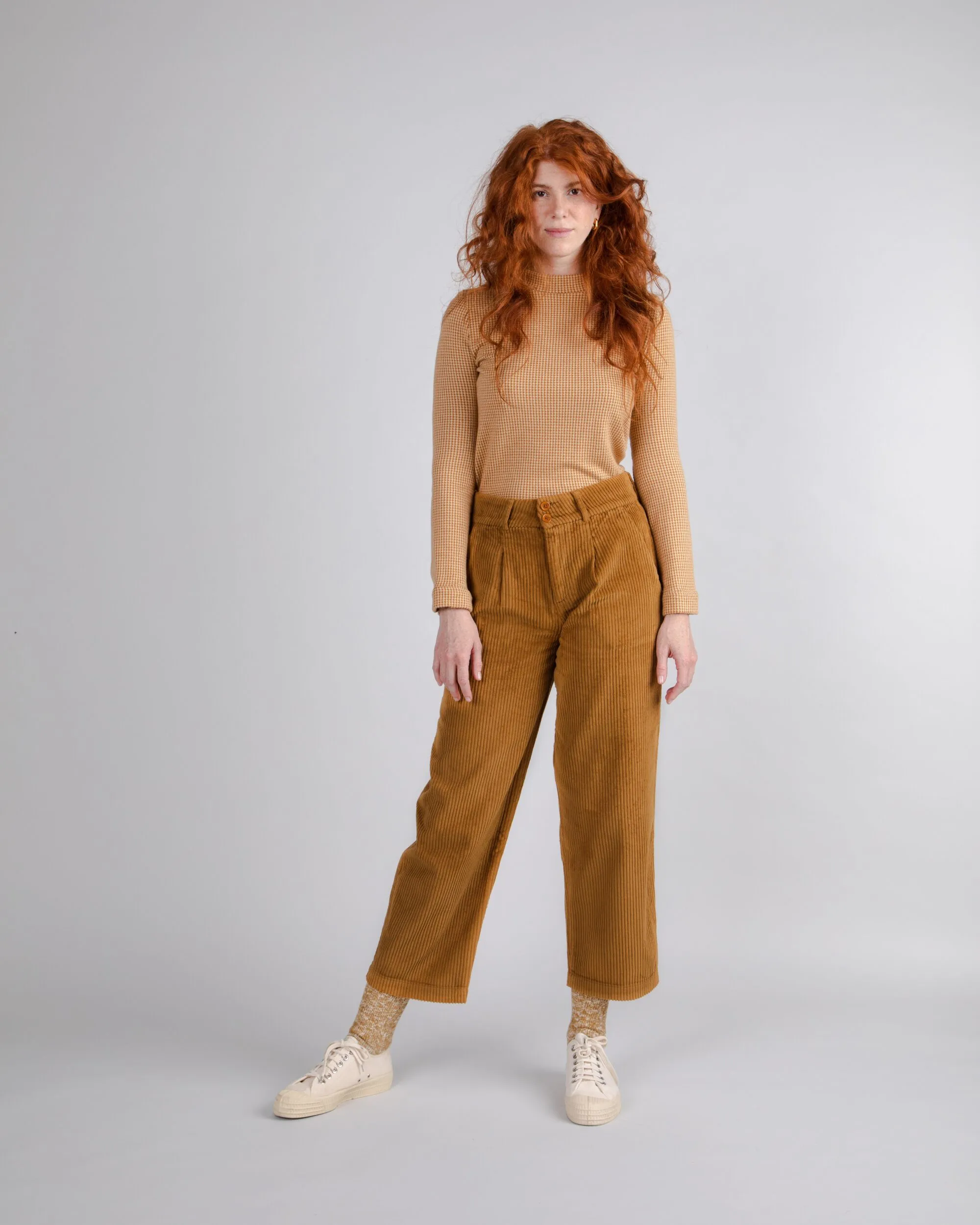 Corduroy Pleated Pants Camel