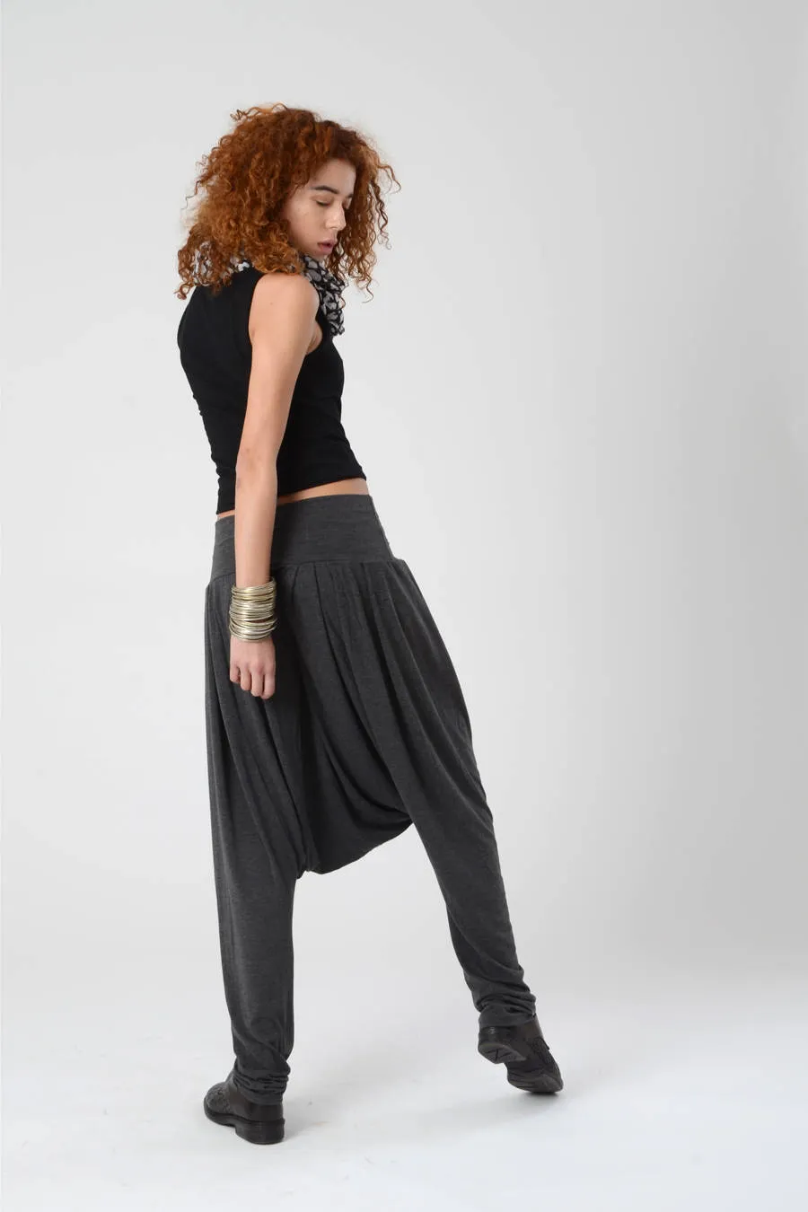 Dark Grey Drop Crotch Harem Pants