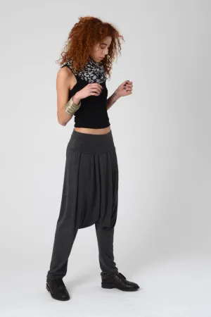 Dark Grey Drop Crotch Harem Pants