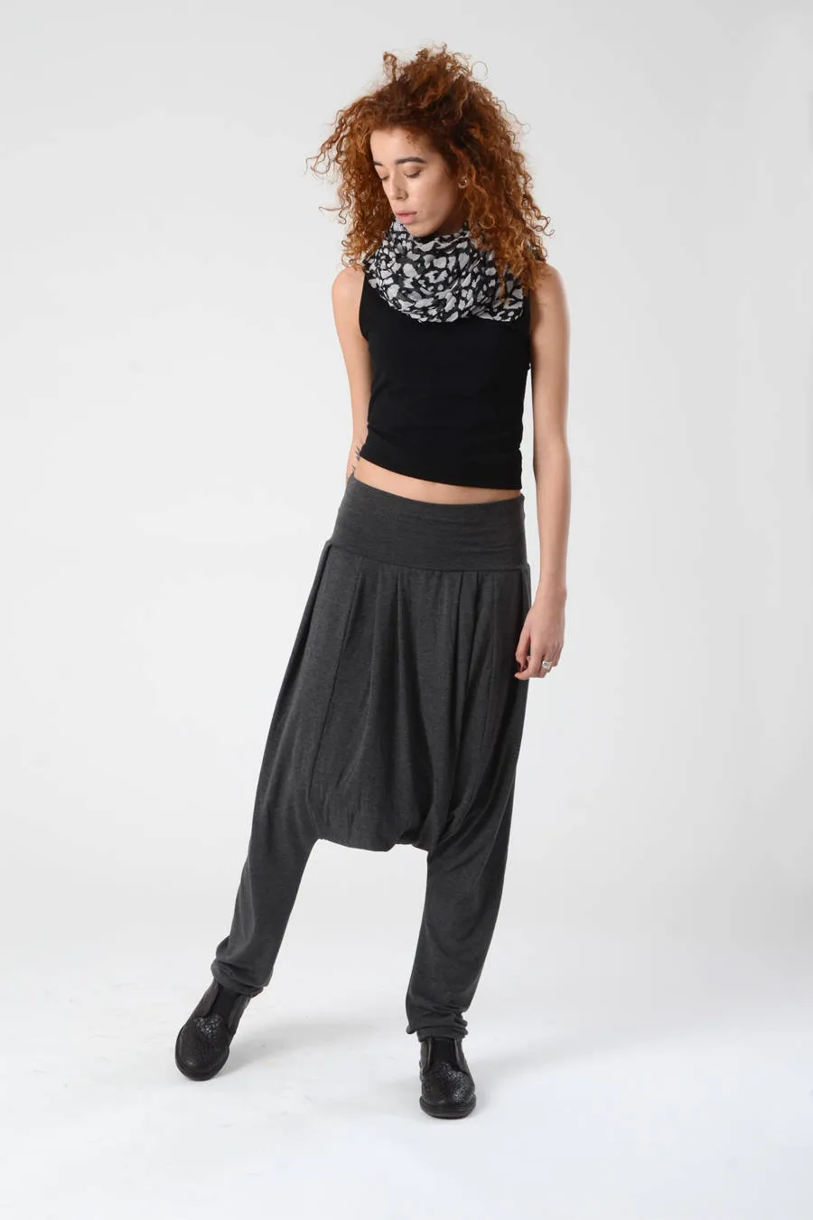 Dark Grey Drop Crotch Harem Pants