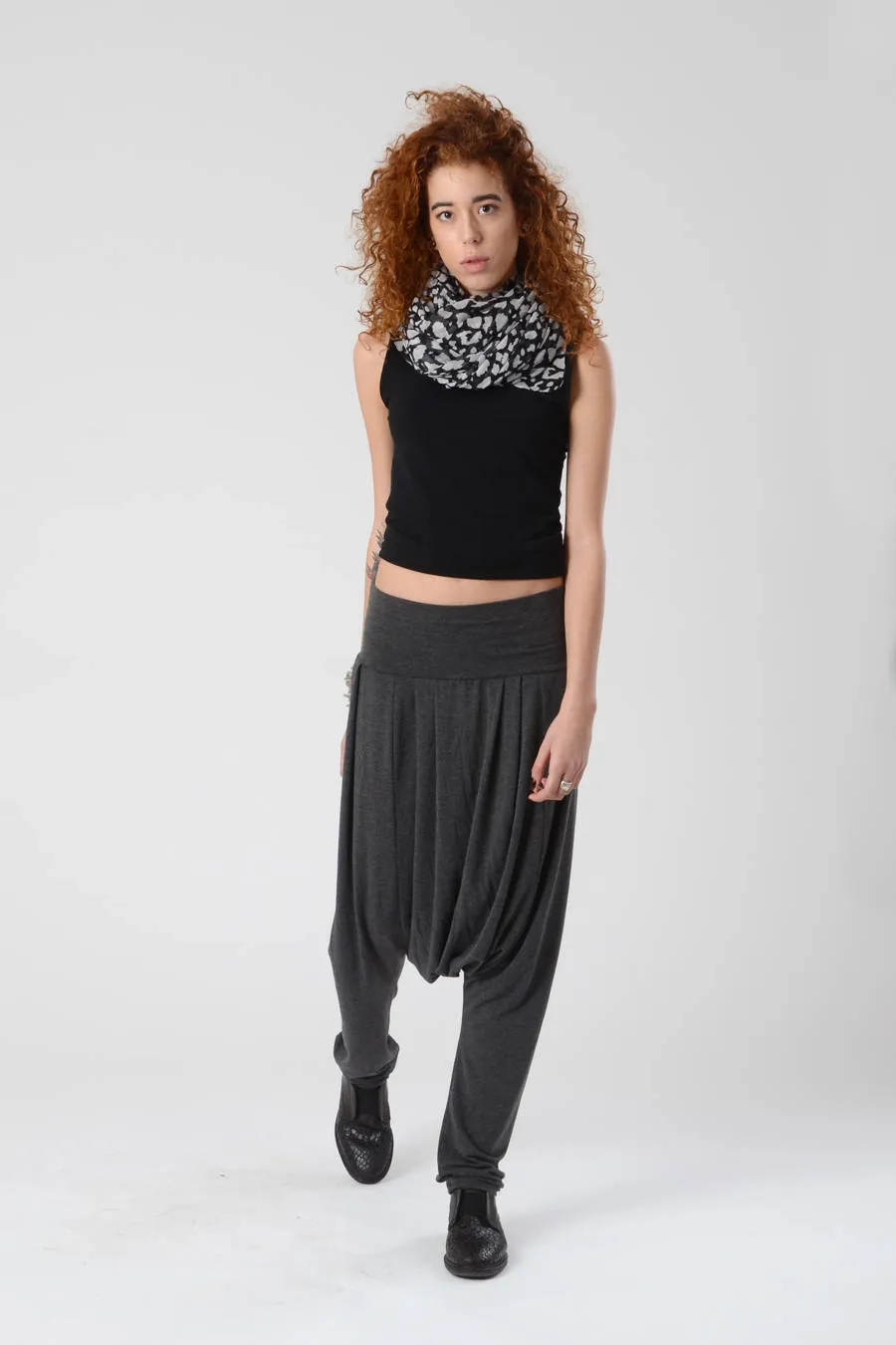 Dark Grey Drop Crotch Harem Pants