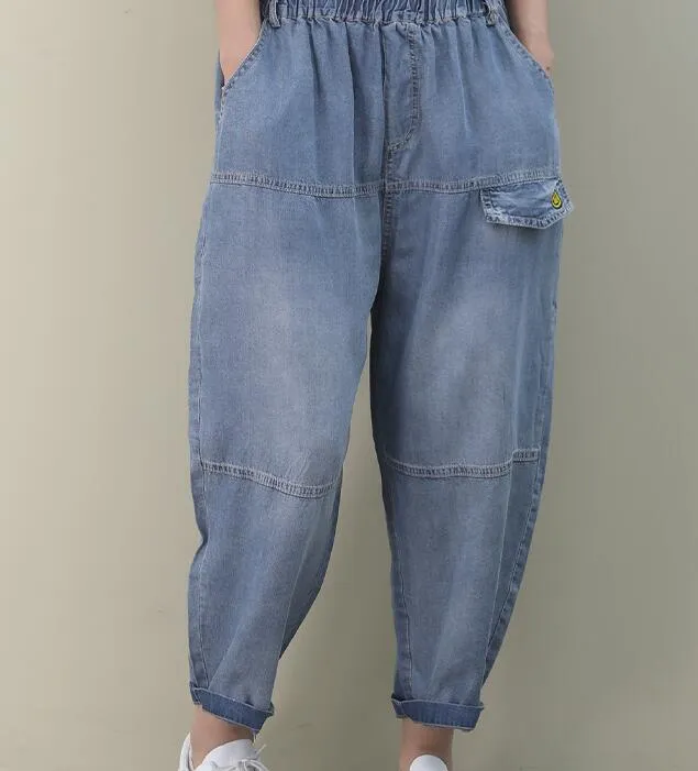 Denim Summer Loose Cotton Wide Leg Women Casual Pants WG05131