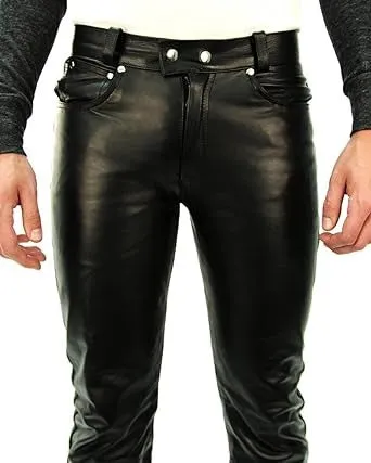 Elliot Men's Real Leather Fitted Pants Black