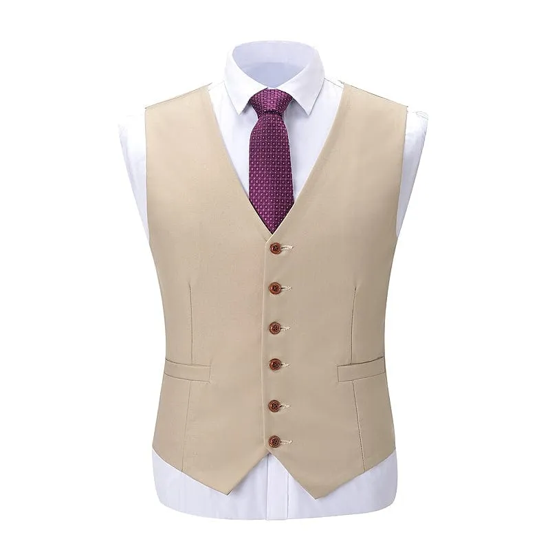 Flat Notch Lapel 3 Pieces Mens Suit (Blazer vest Pants)