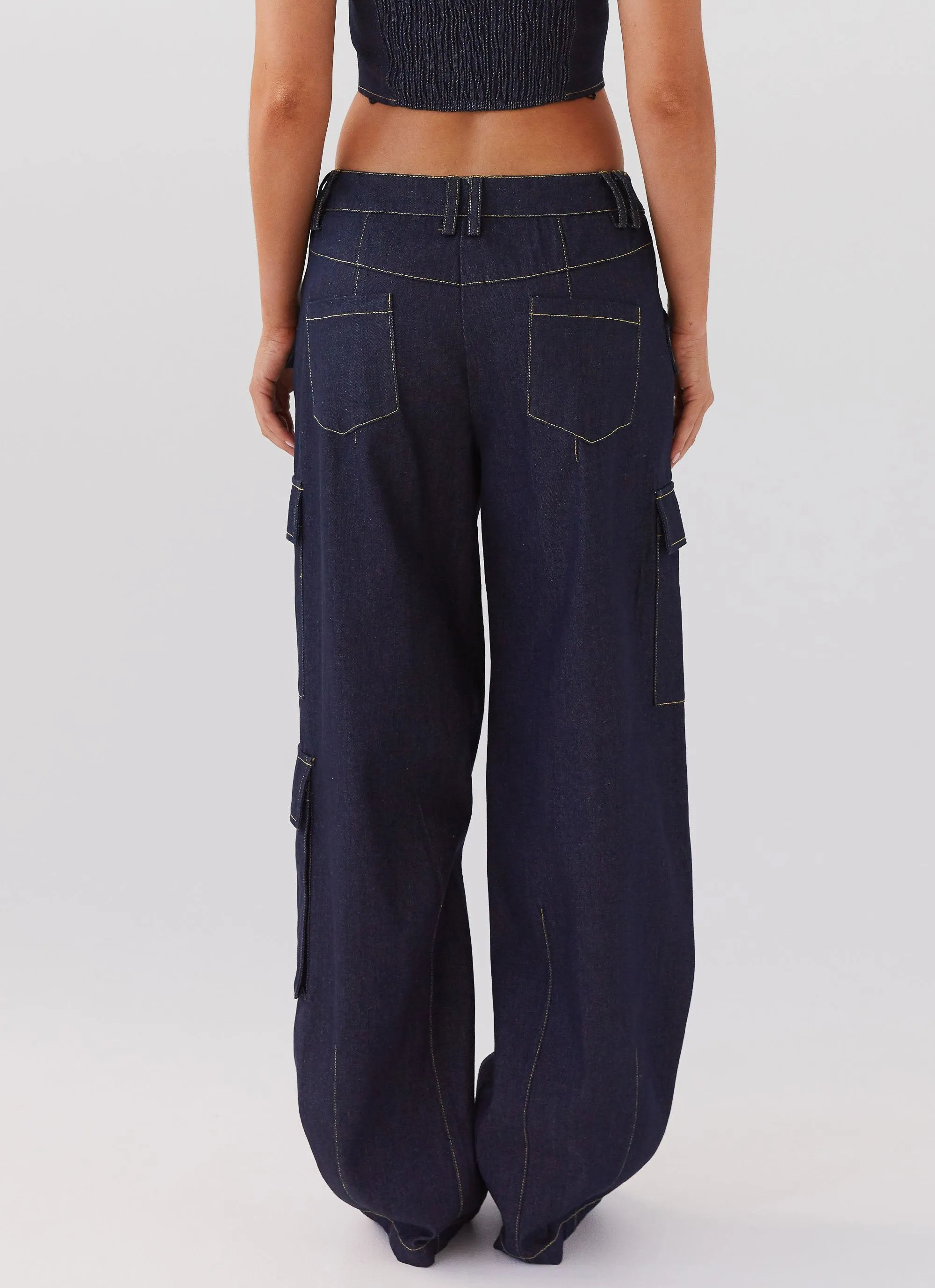 Greedy Denim Cargo Pants - Indigo