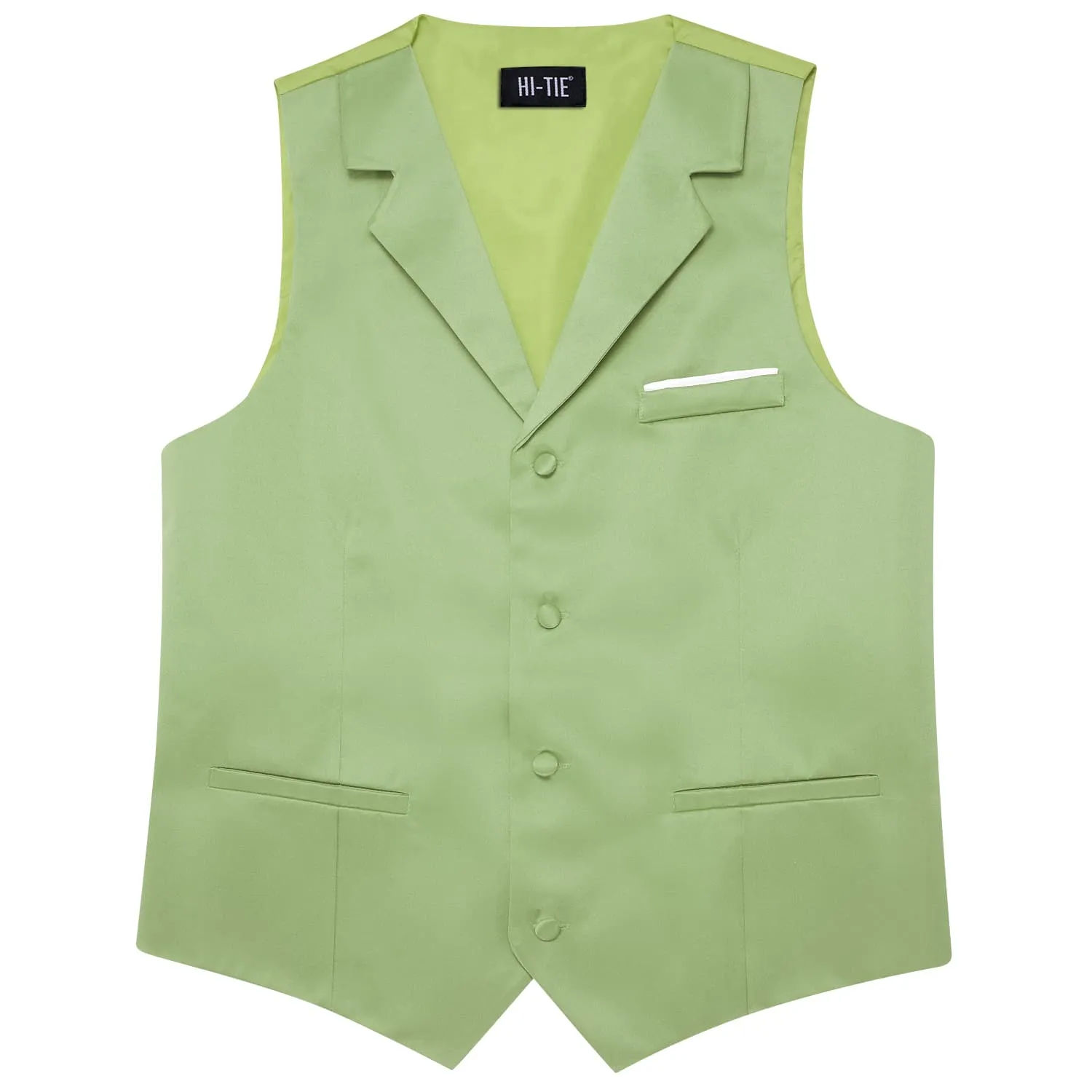 Hi-Tie DarkSeaGreen Waistcoat Solid Notch lapels Men's Vest