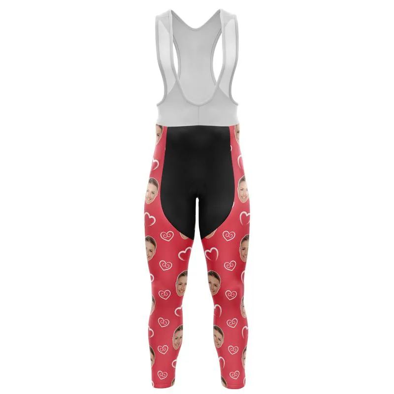 I heart you Custom Face Bib Pants (red)