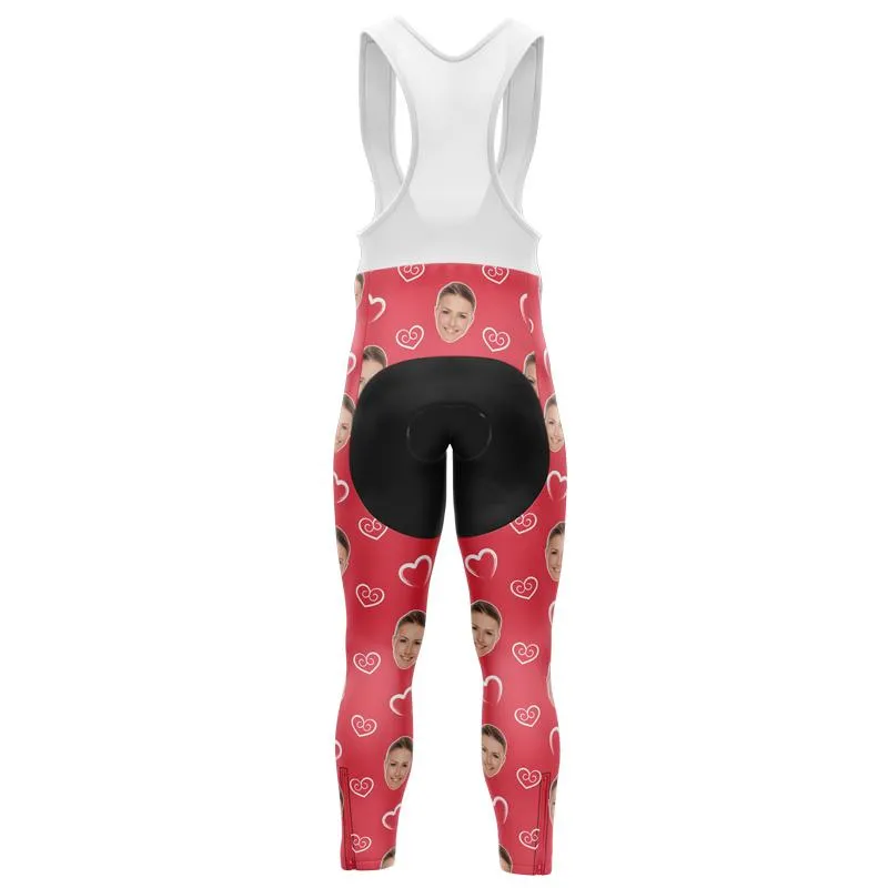 I heart you Custom Face Bib Pants (red)