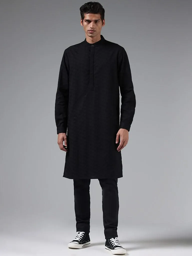 Kala by ETA Black Embroidered Kurta