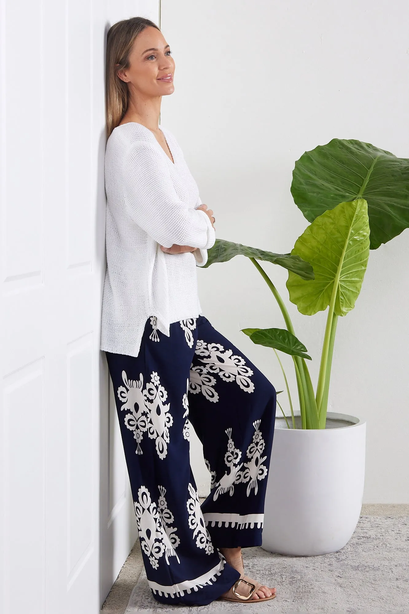 Karishma Pants - Navy/White