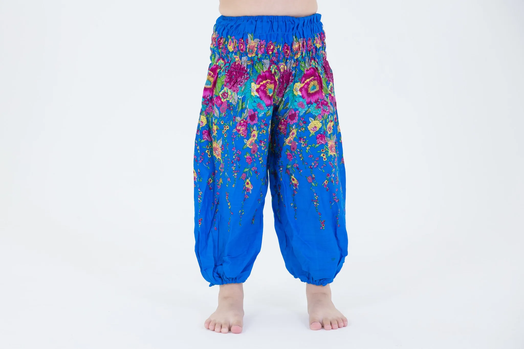 Kids Floral Harem Pants in Turquoise