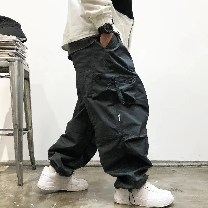 Korean Streetwear Loose Cargo Pants for Men - Multi Pocket Casual Straight Leg Trousers