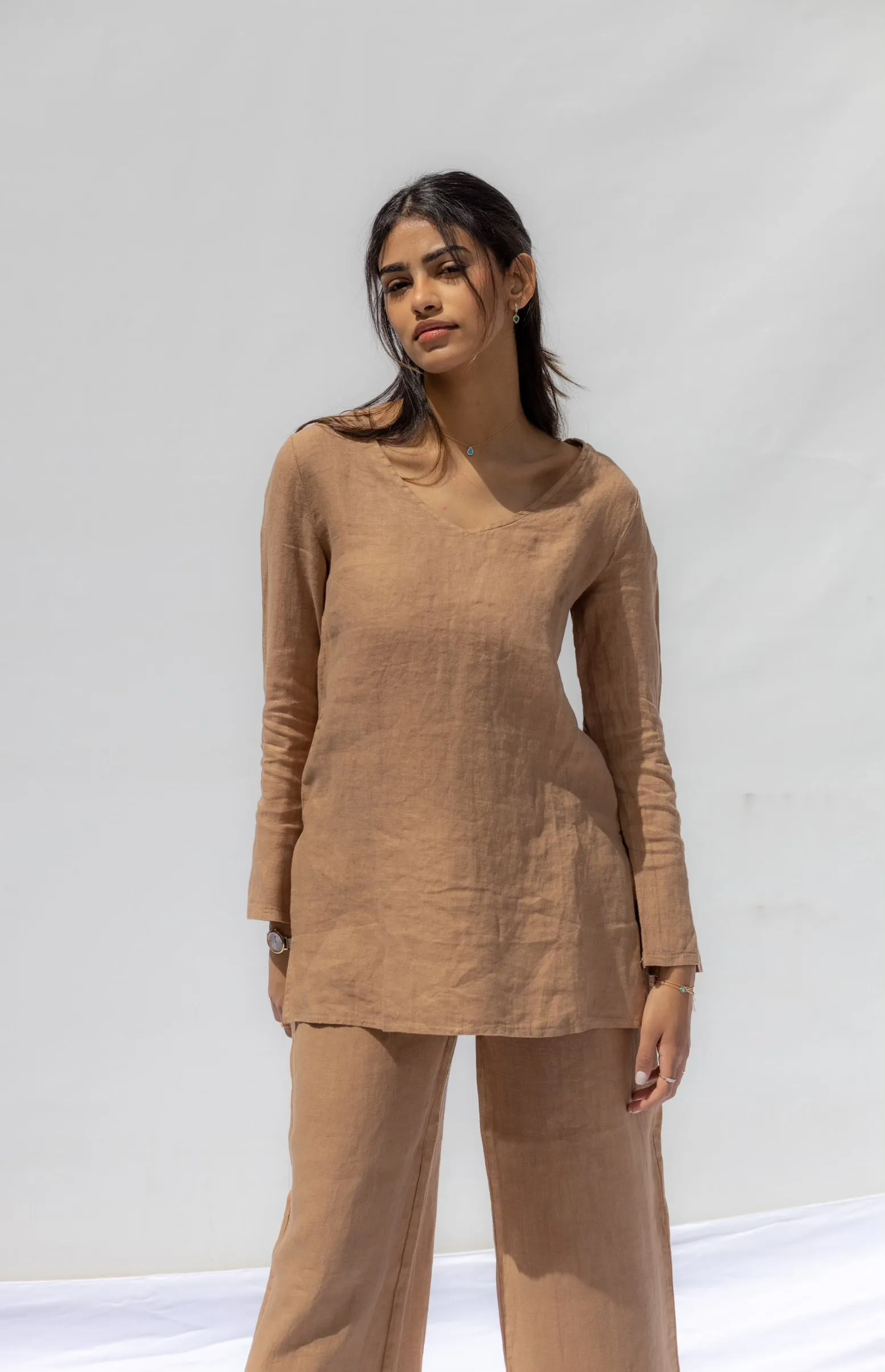 Light Brown Oia Co-Ord Pants - Cammello