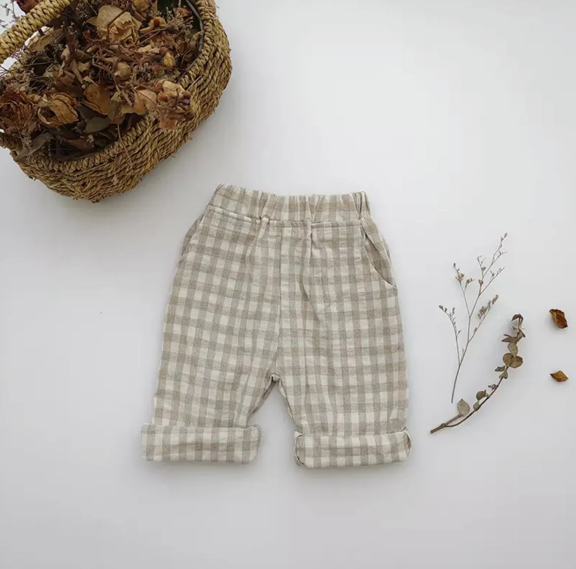 Linen Gingham Baby Pants