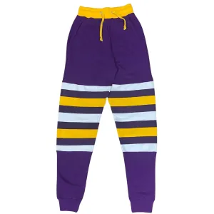 Mardi Gras Purple Jogger pants With Regal Stripes