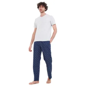 Men summer pajama set Light Grey T-shirt   Halftone circle dots pants