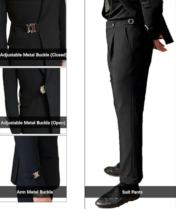 Men's 2 Piece Suit with Metal Clasp Slim Fit Suit Stylish Tuxedo Suit Set