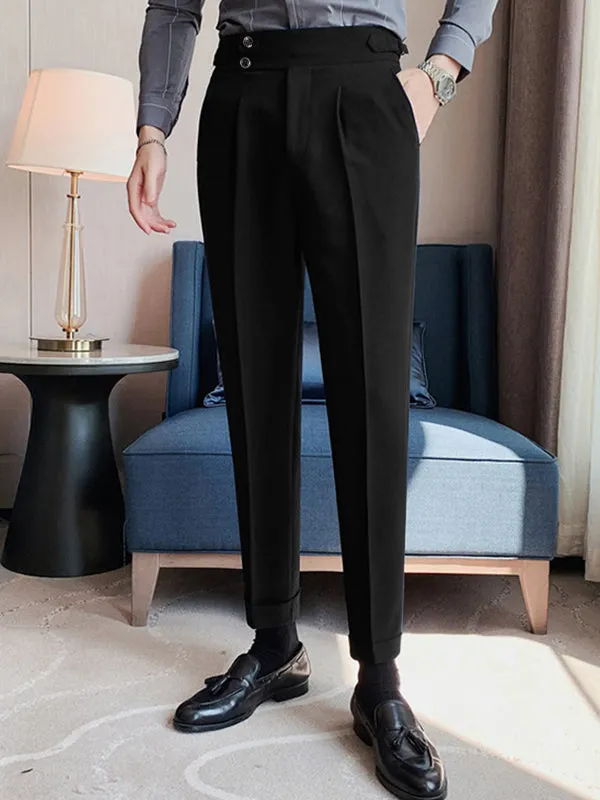 Mens High Waist Double Button Closure Pants SKUJ40331