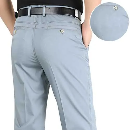 Mens Summer Business Breathable Straight-leg Pants