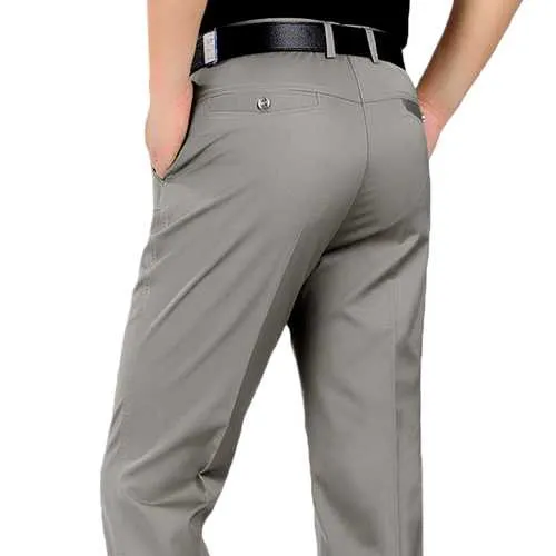 Mens Summer Business Breathable Straight-leg Pants