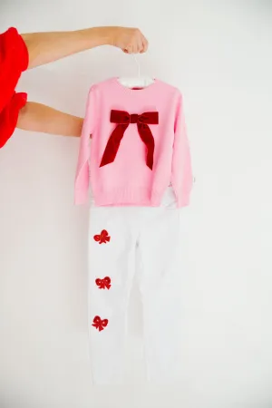 MINI KIDS BOW WHITE PANTS