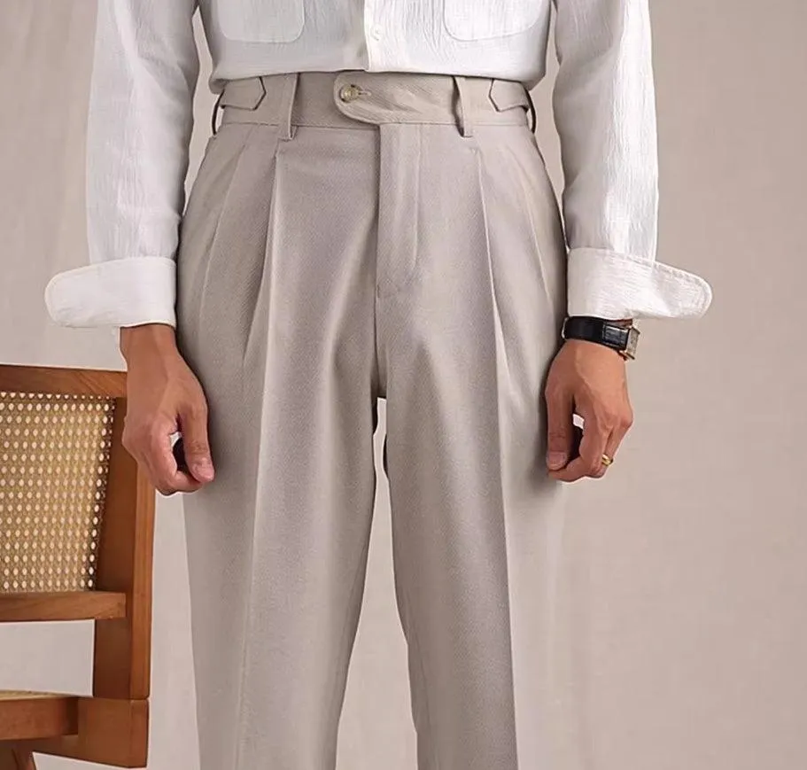 Neapolitan Mesh Wool Breathable Straight Loose Suit Pants