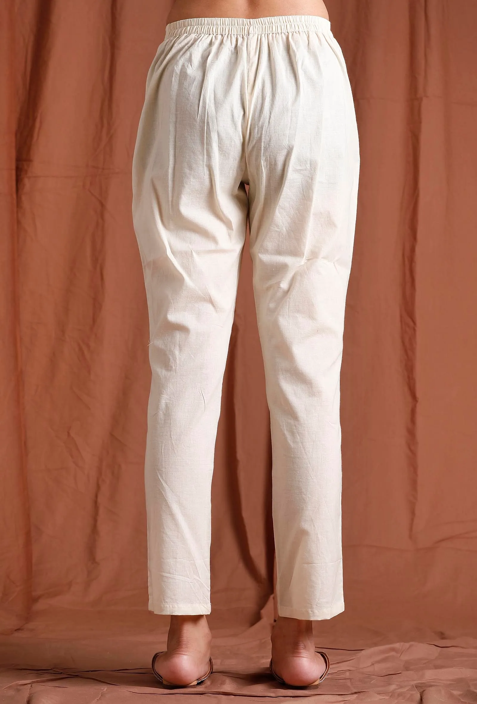 Off White Cotton Pants