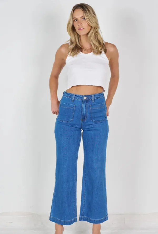 Ruby Wide Leg Jeans - Mid Denim