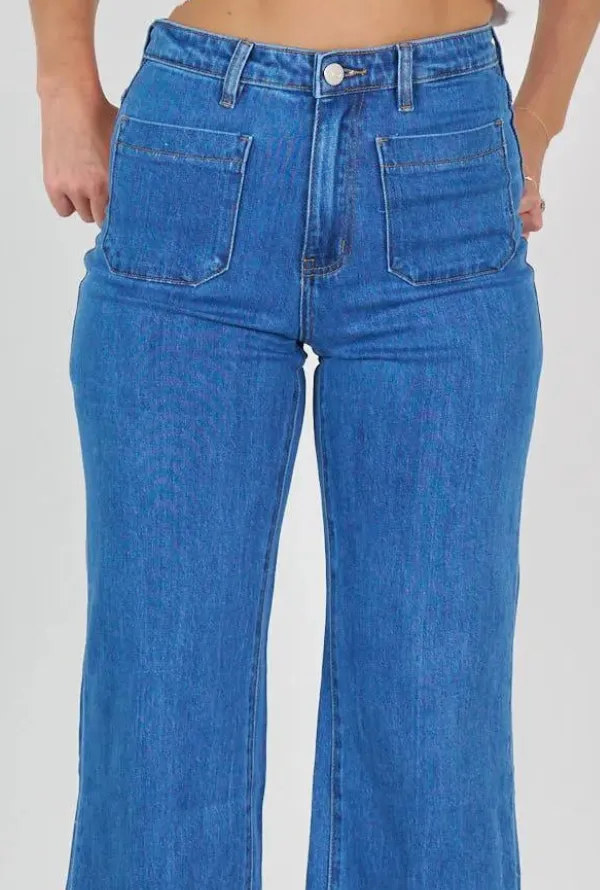 Ruby Wide Leg Jeans - Mid Denim