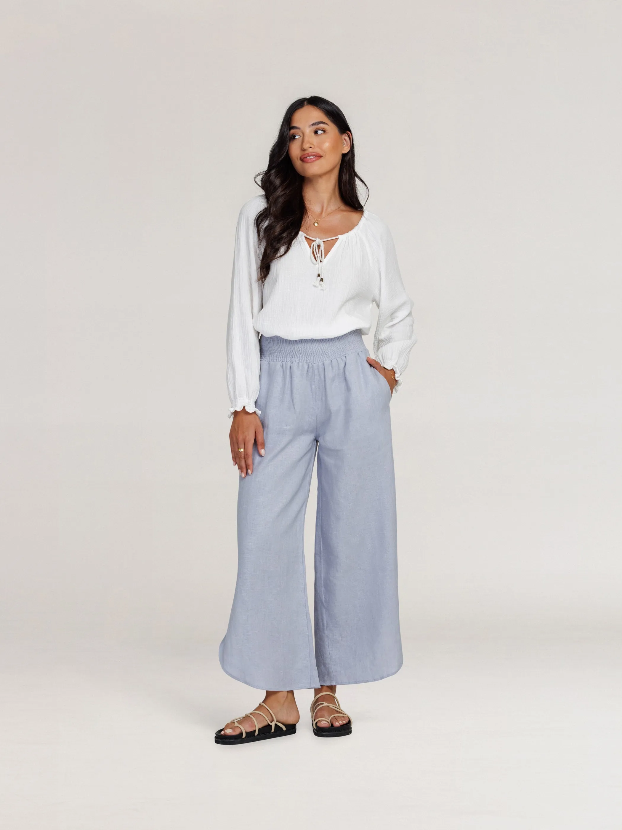 Siena Linen Pants Slate Blue