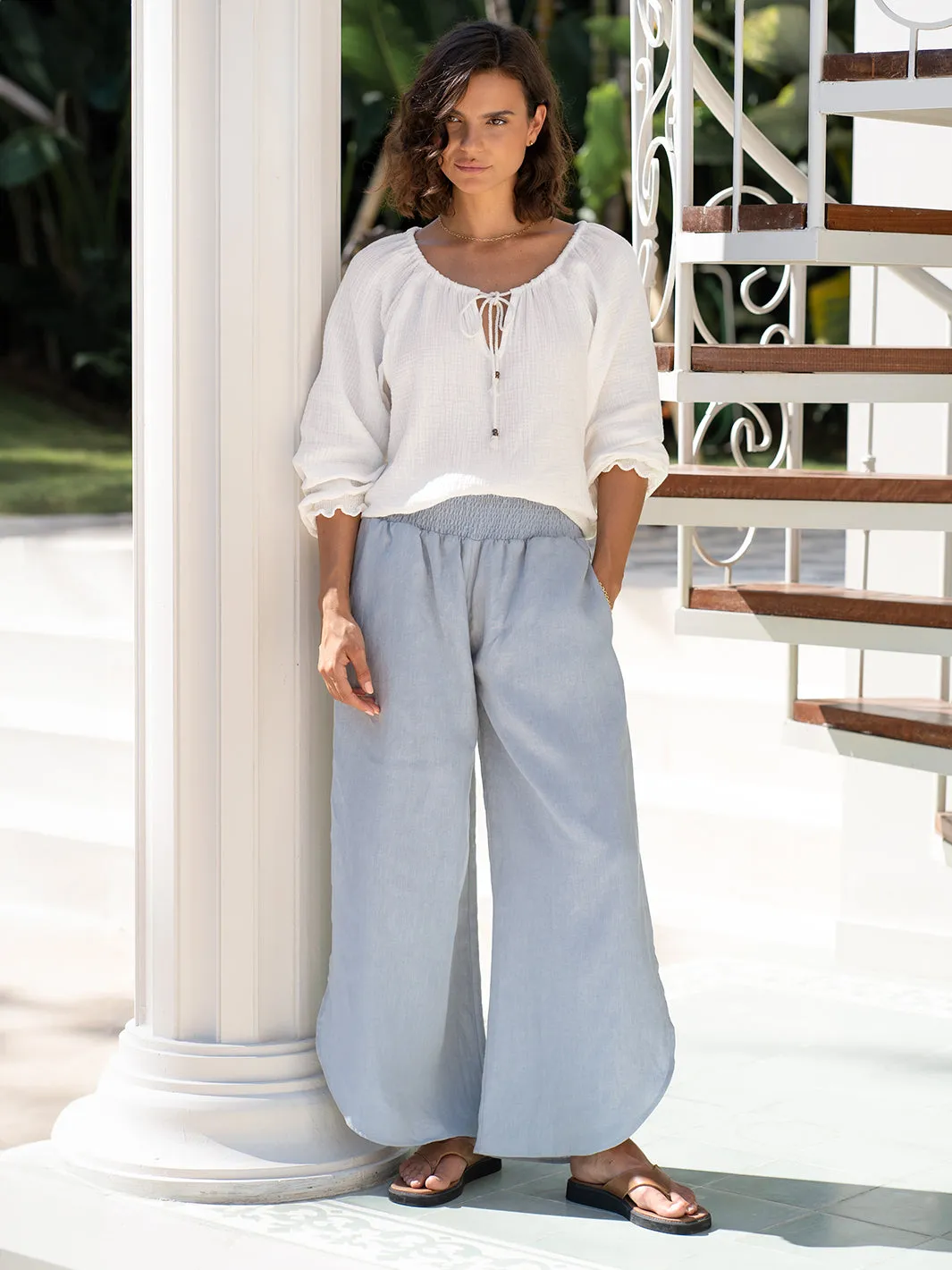 Siena Linen Pants Slate Blue