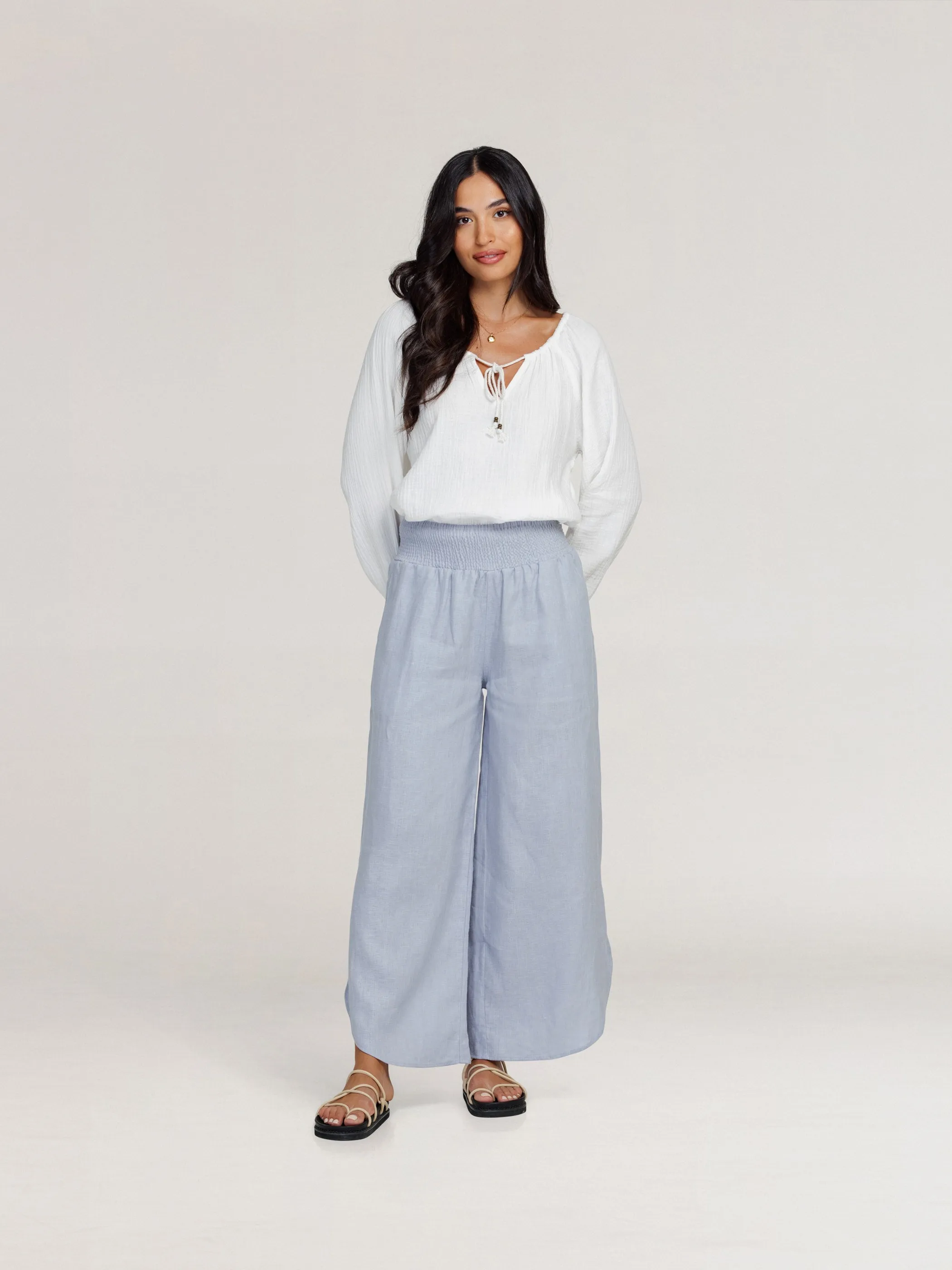 Siena Linen Pants Slate Blue